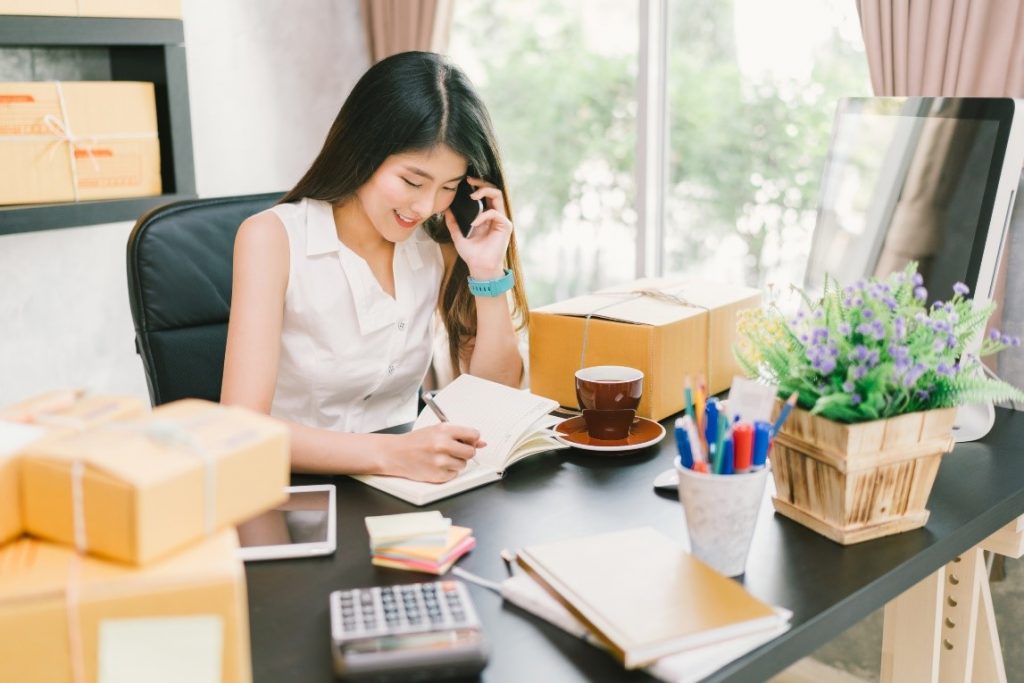 woman working from home