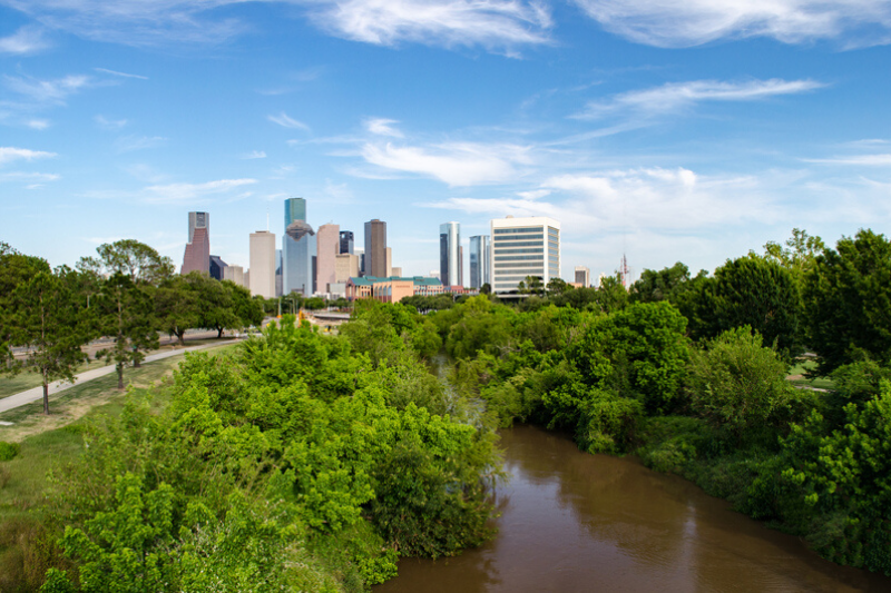 Houston Texas skyline taken from Memorial Drive