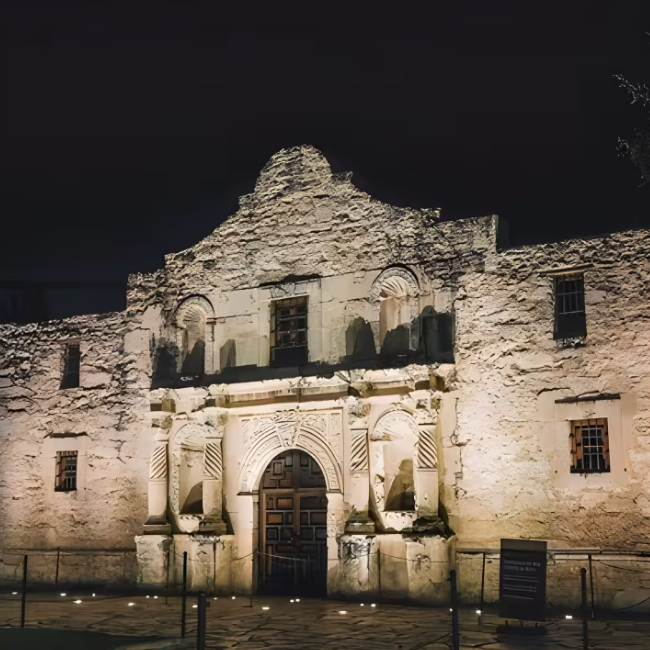 Alamo at night